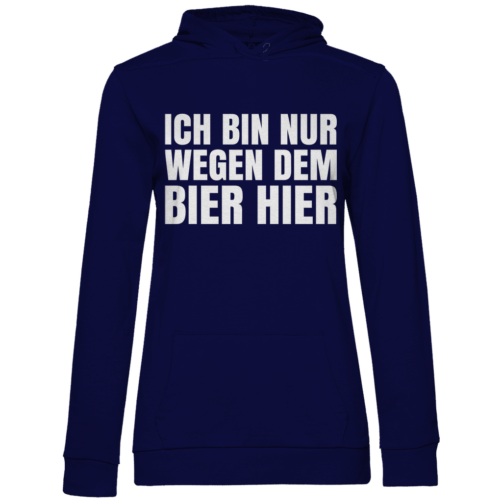Ich bin nur wegen dem Bier hier - Damen Hoodie Navy Blue