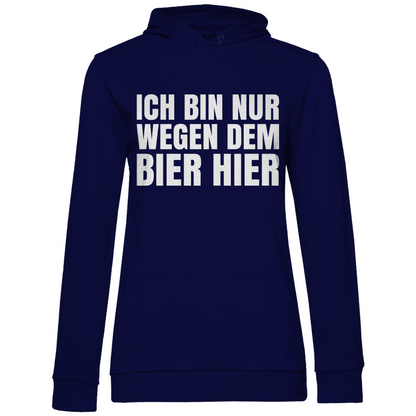 Ich bin nur wegen dem Bier hier - Damen Hoodie Navy Blue