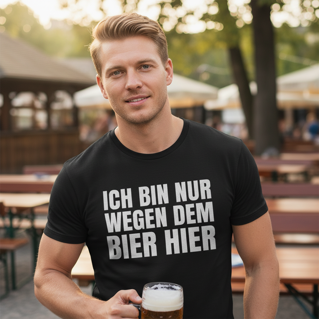 Ich bin nur wegen dem Bier hier - Herren Shirt