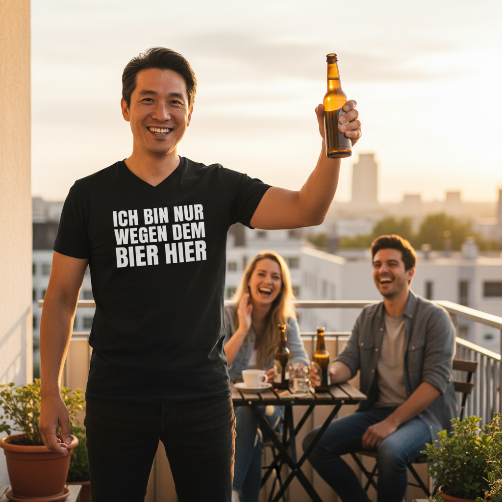 Ich bin nur wegen dem Bier hier - Herren V-Neck Shirt