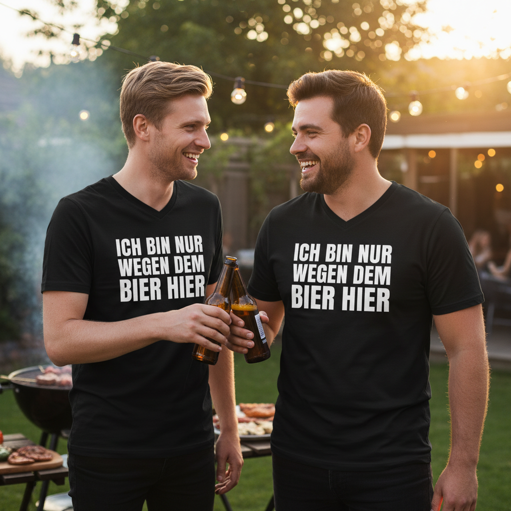 Ich bin nur wegen dem Bier hier - Herren V-Neck Shirt