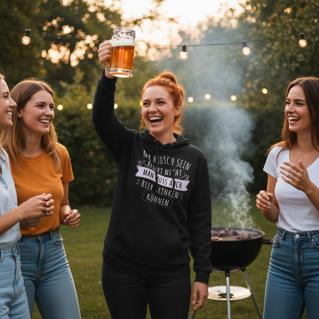 Nur hübsch sein reicht nicht Bier trinken - Damen Hoodie