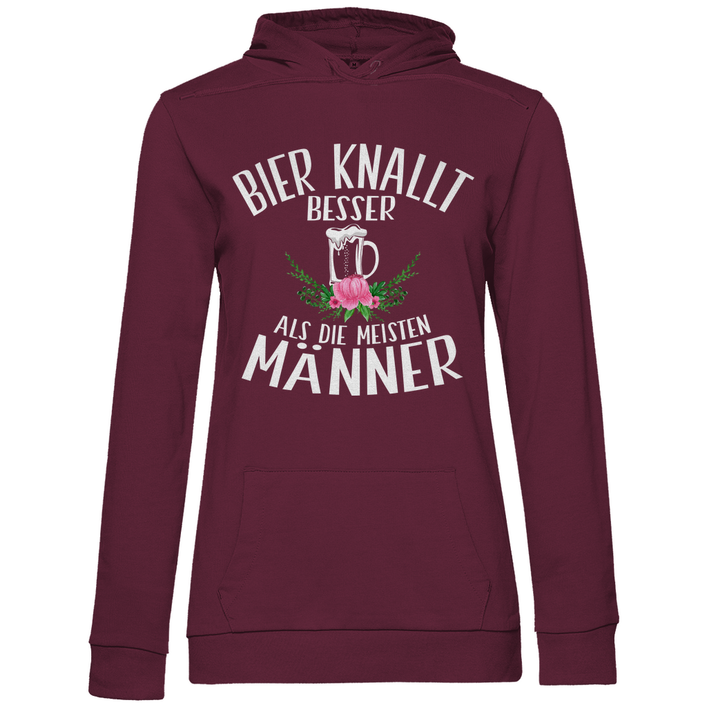 Bier knallt besser als die meisten Männer - Damen Hoodie Wine
