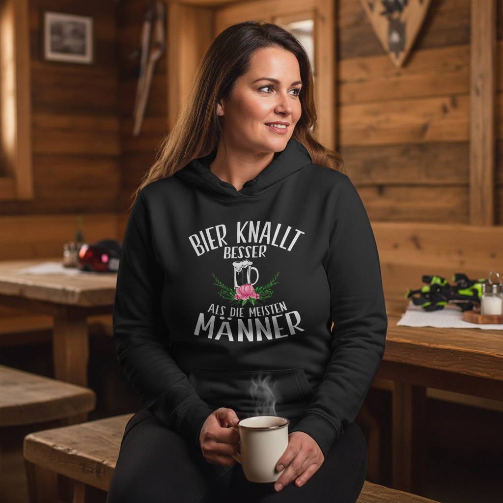Bier knallt besser als die meisten Männer - Damen Hoodie
