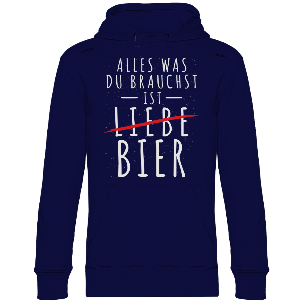 Alles was du brauchst ist Bier - Unisex Hoodie Navy Blue
