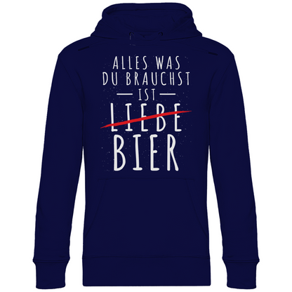 Alles was du brauchst ist Bier - Unisex Hoodie Navy Blue