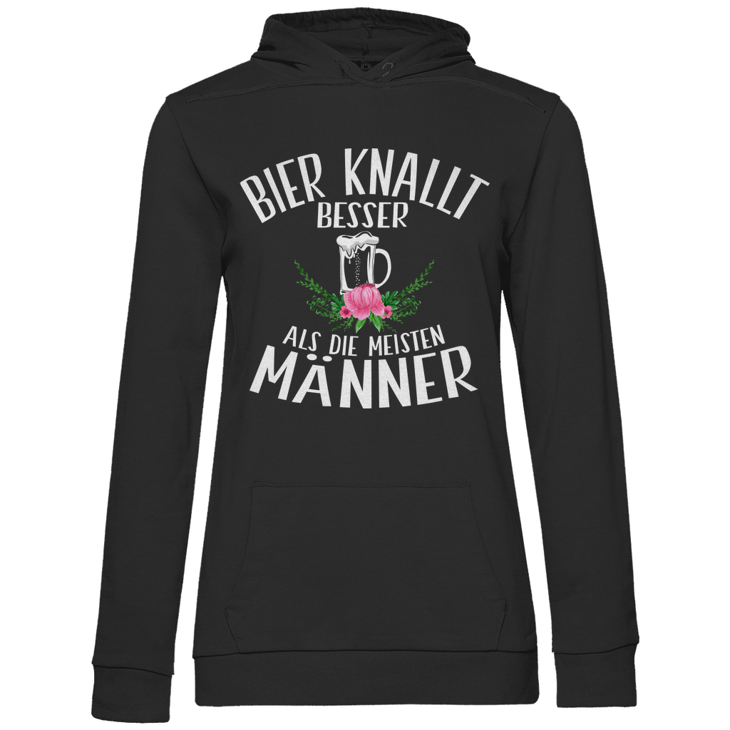 Bier knallt besser als die meisten Männer - Damen Hoodie Black