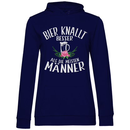 Bier knallt besser als die meisten Männer - Damen Hoodie Navy Blue