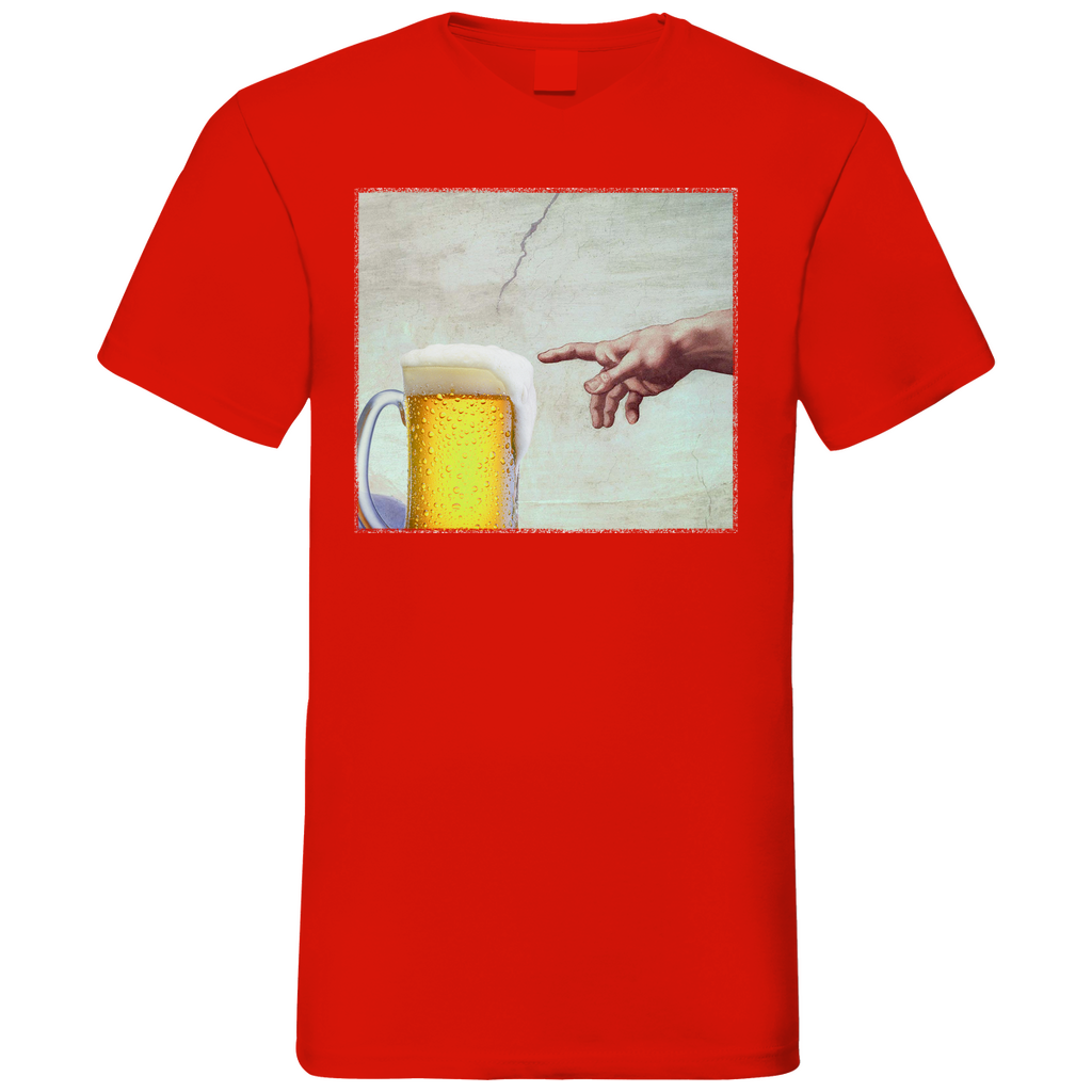 Gottes Hand mit Bier - Herren V-Neck Shirt Red