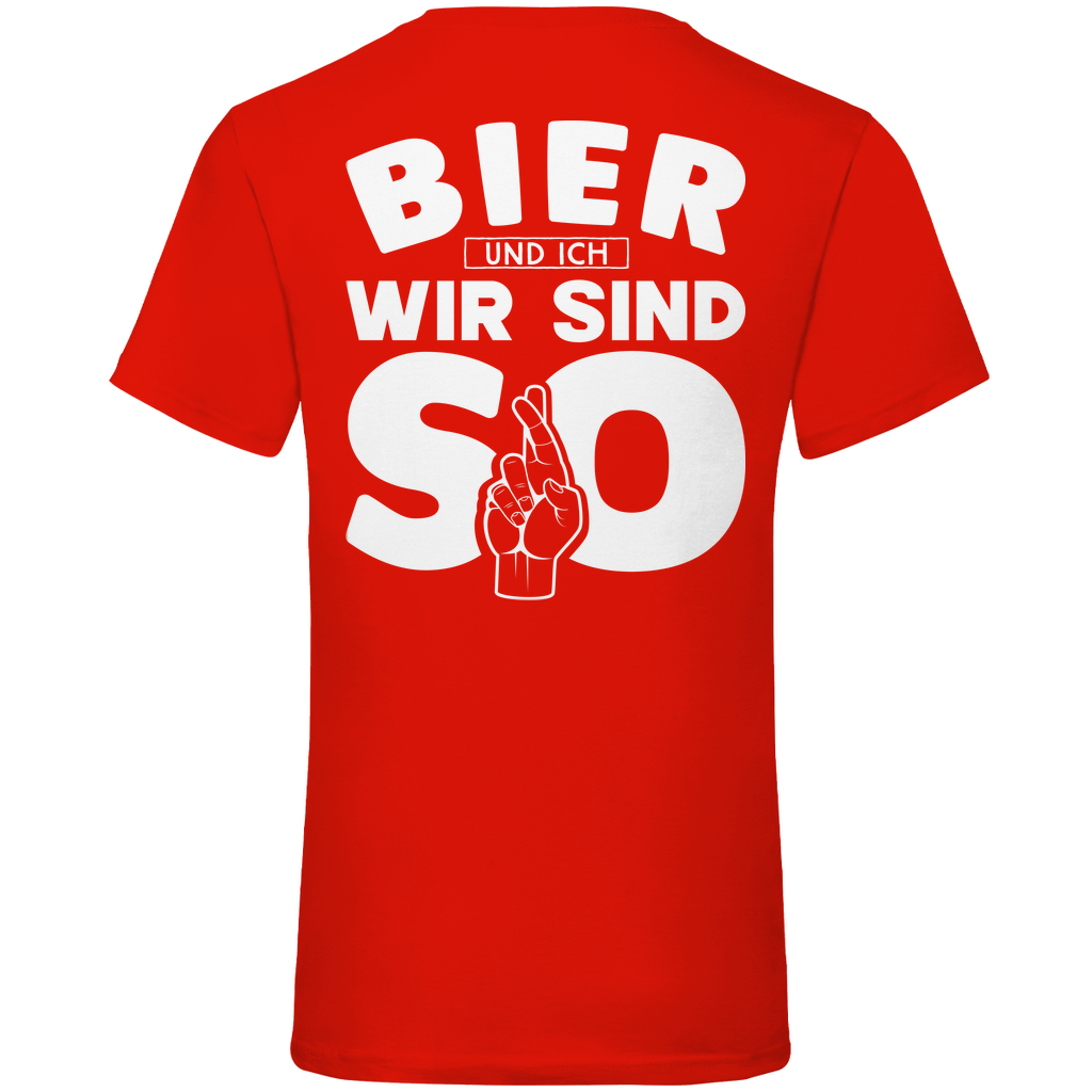 Bier und ich wir sind so - Herren V-Neck Shirt Red
