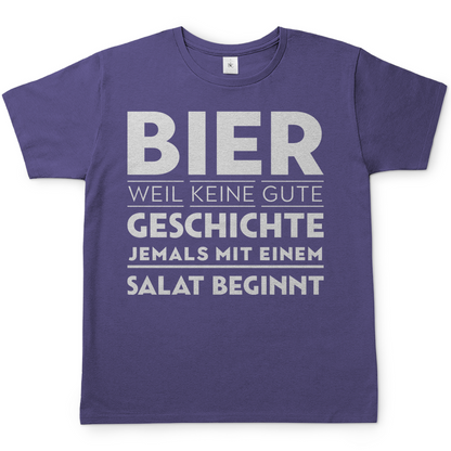 Bier weil keine gute Geschichte jemals mit einem Salat beginnt - Herren Shirt Millennial Lilac