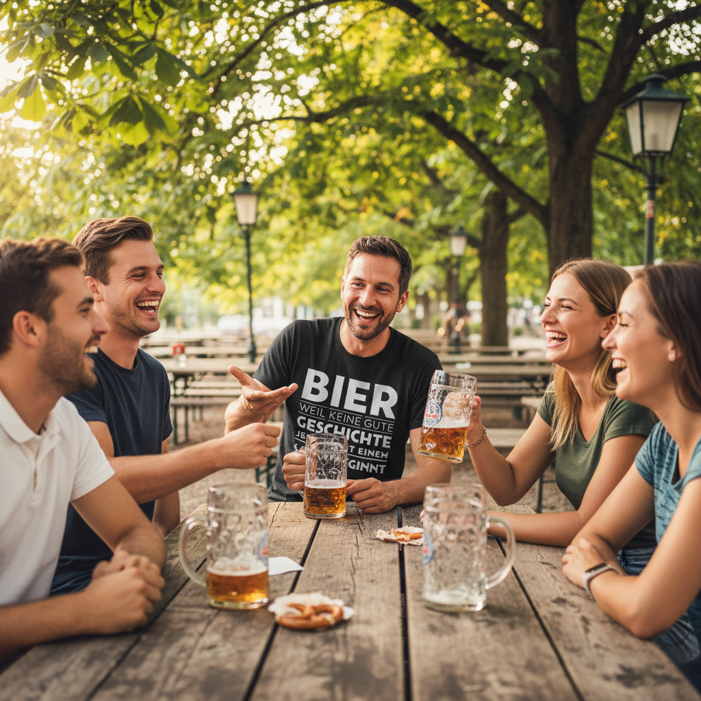 Bier weil keine gute Geschichte jemals mit einem Salat beginnt - Herren Shirt