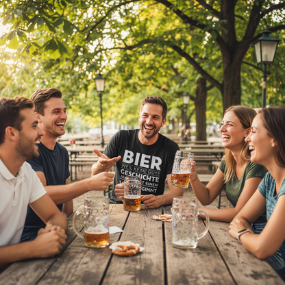 Bier weil keine gute Geschichte jemals mit einem Salat beginnt - Herren Shirt