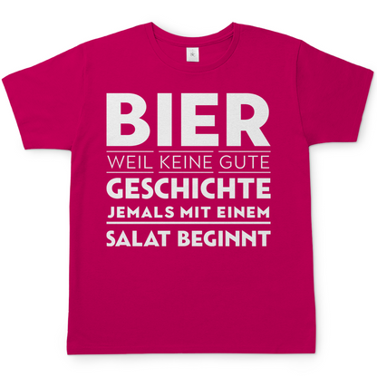 Bier weil keine gute Geschichte jemals mit einem Salat beginnt - Herren Shirt Sorbet