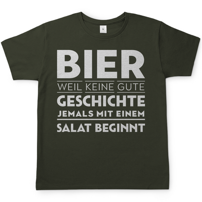 Bier weil keine gute Geschichte jemals mit einem Salat beginnt - Herren Shirt Urban Khaki