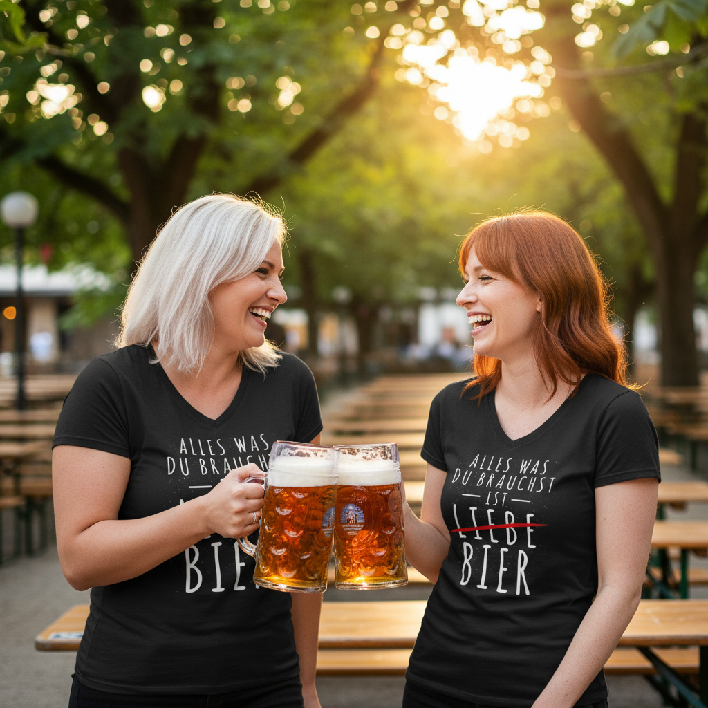 Alles was du brauchst ist Bier - V-Neck Damenshirt