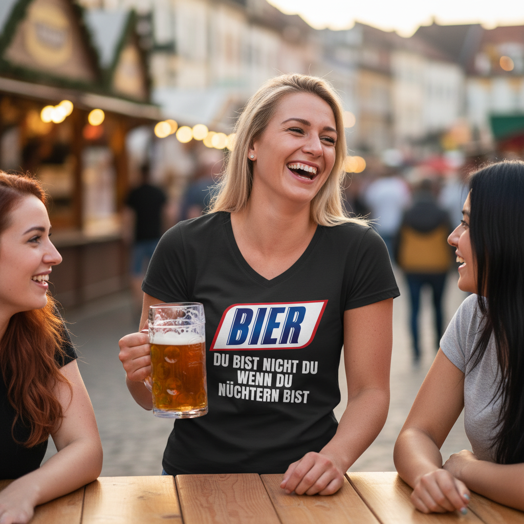 Bier du bist nicht du wenn du nüchtern bist - V-Neck Damenshirt