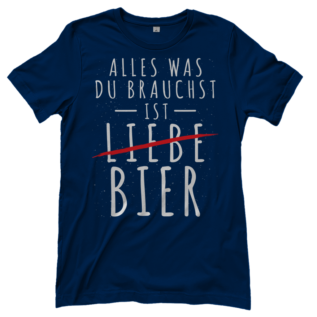 Alles was du brauchst ist Bier - Damenshirt Navy