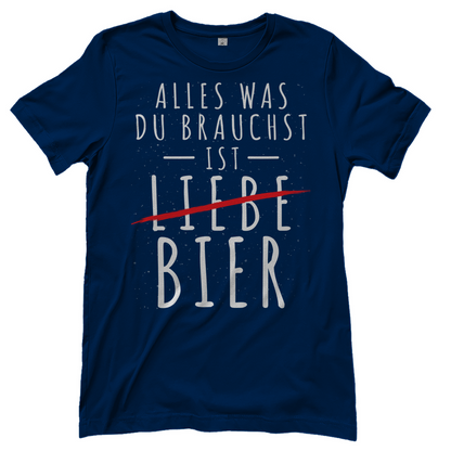 Alles was du brauchst ist Bier - Damenshirt Navy