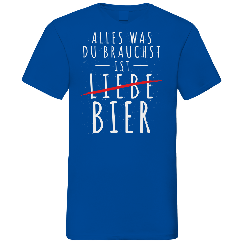 Alles was du brauchst ist Bier - Herren V-Neck Shirt Royal Blue