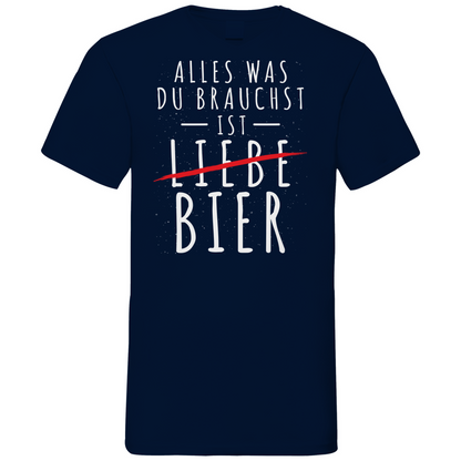 Alles was du brauchst ist Bier - Herren V-Neck Shirt Navy