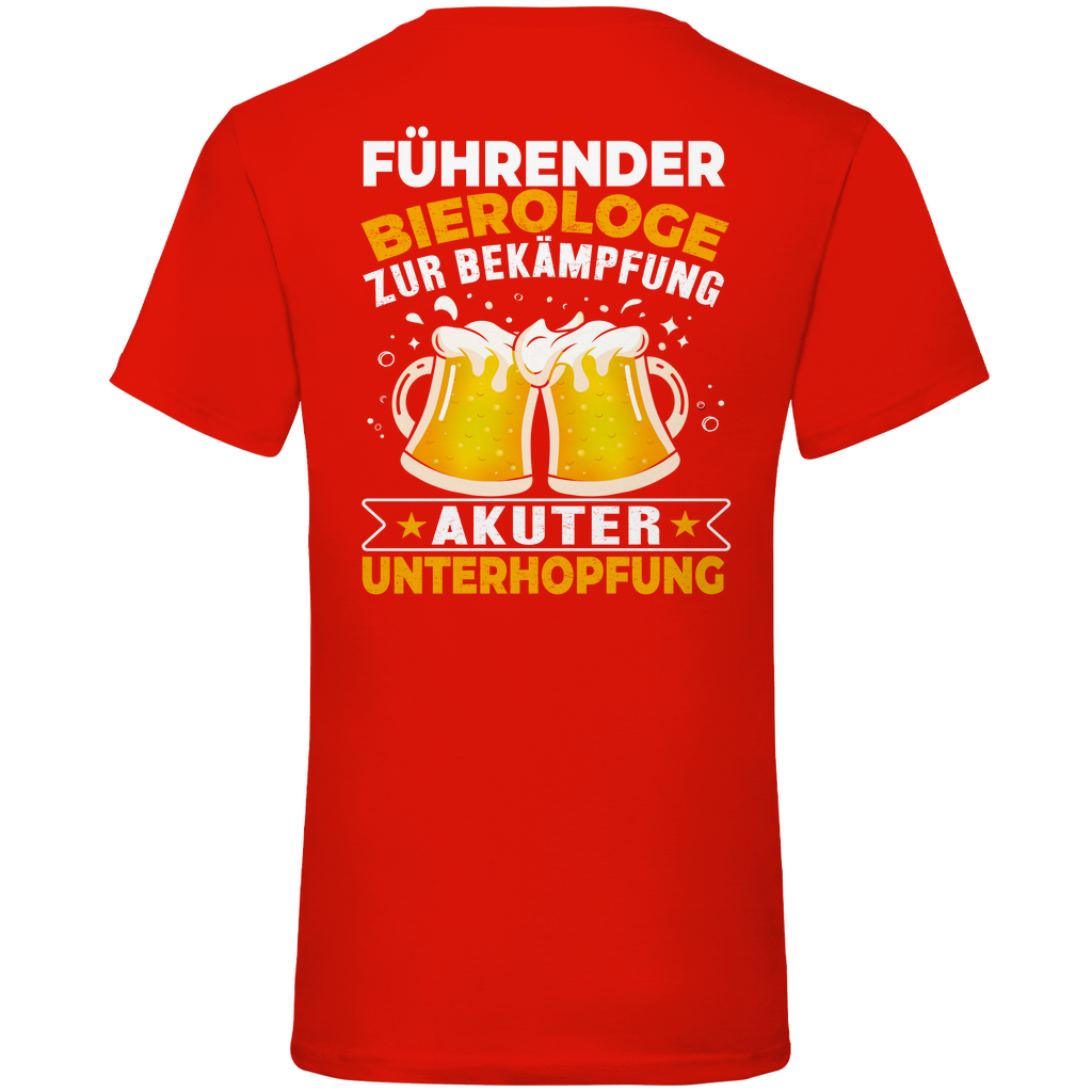 Führender Bierologe zur Bekämpfung akuter Unterhopfung - Herren V-Neck Shirt Red