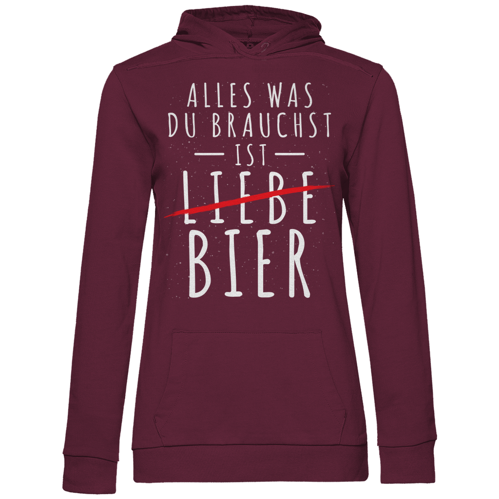 Alles was du brauchst ist Bier - Damen Hoodie Wine