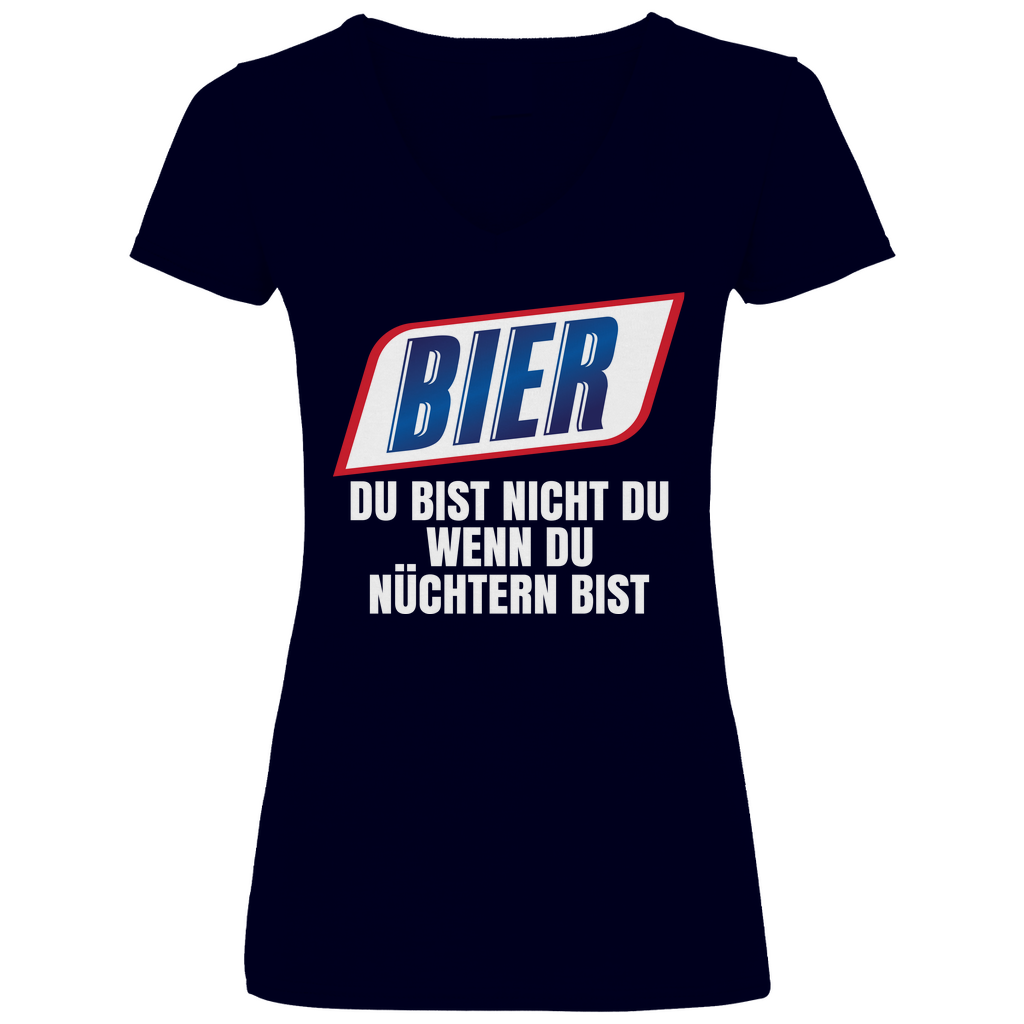 Bier du bist nicht du wenn du nüchtern bist - V-Neck Damenshirt Deep Navy