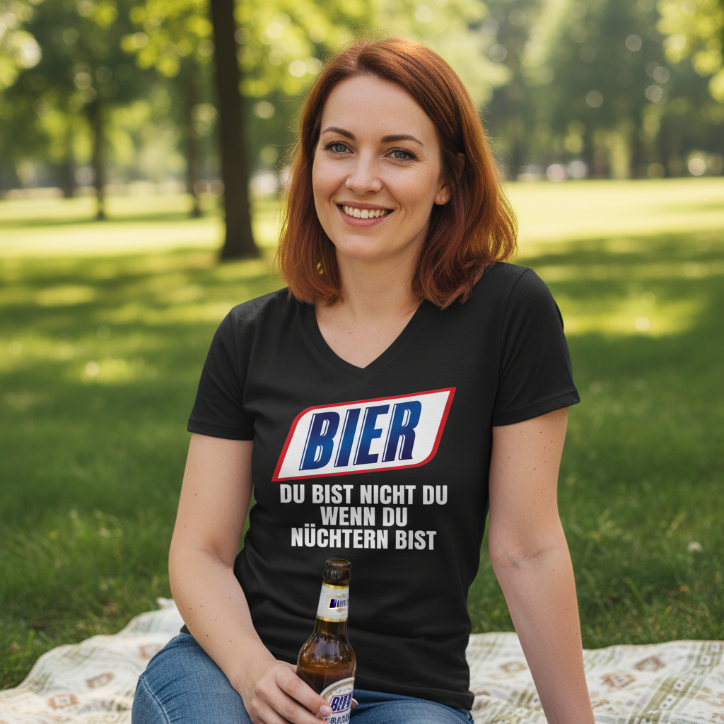 Bier du bist nicht du wenn du nüchtern bist - V-Neck Damenshirt