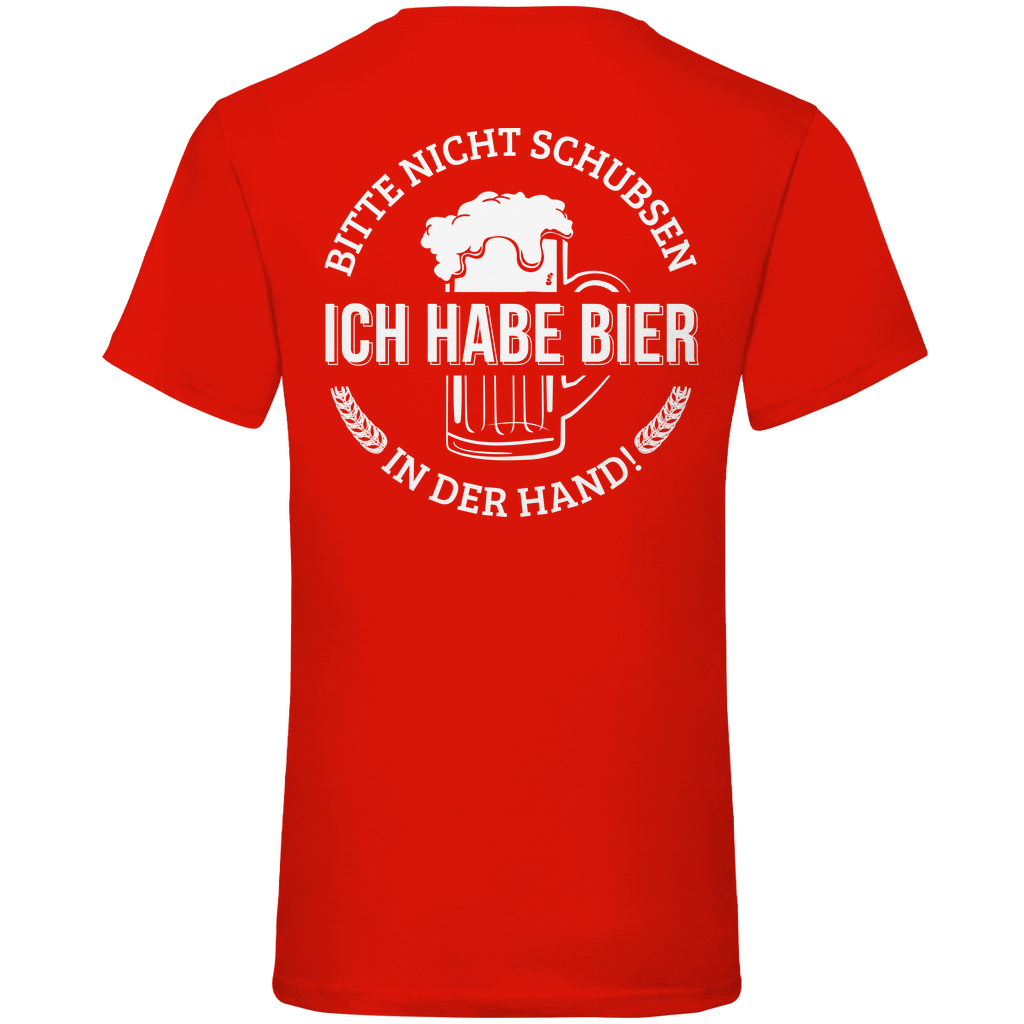Bitte nicht schubsen - Herren V-Neck Shirt Red