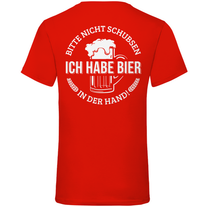 Bitte nicht schubsen - Herren V-Neck Shirt Red