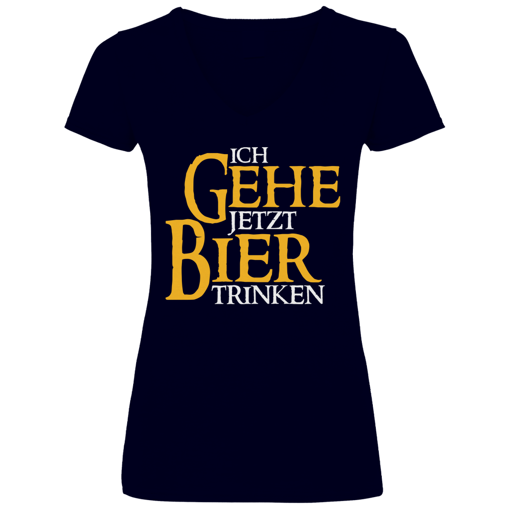 Ich gehe jetzt Bier trinken HDR - Beidseitiger Druck - V-Neck Damenshirt Deep Navy