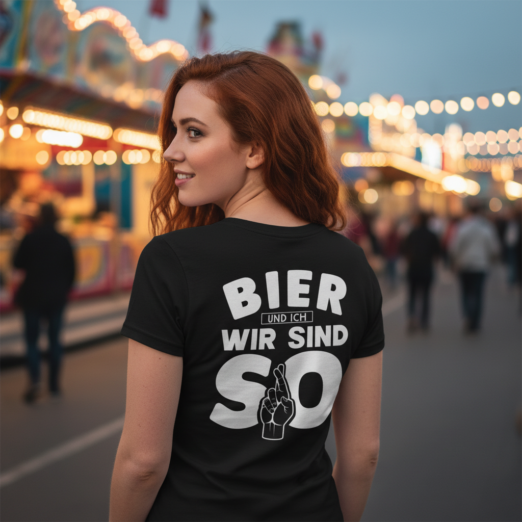 Bier und ich wir sind so - V-Neck Damenshirt