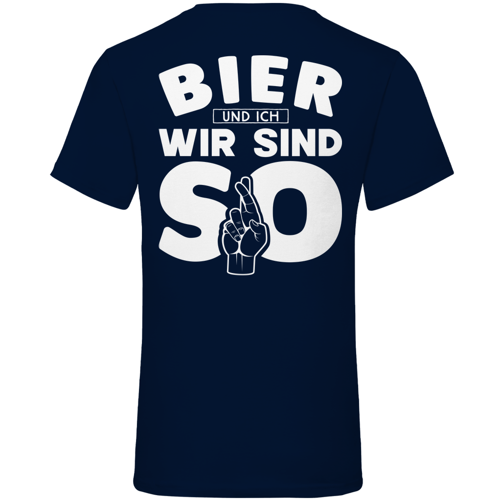 Bier und ich wir sind so - Herren V-Neck Shirt Navy