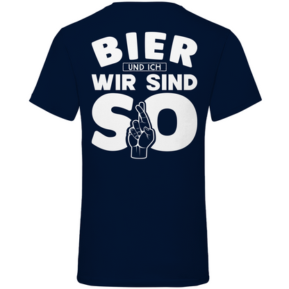 Bier und ich wir sind so - Herren V-Neck Shirt Navy