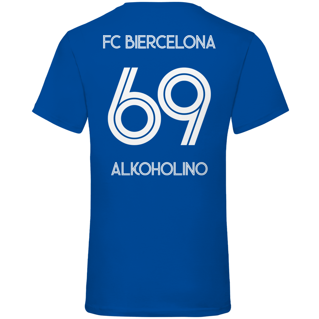 FC Biercelona Alkoholino 69 Fußball - Herren V-Neck Shirt Royal Blue