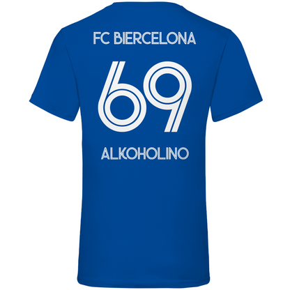 FC Biercelona Alkoholino 69 Fußball - Herren V-Neck Shirt Royal Blue
