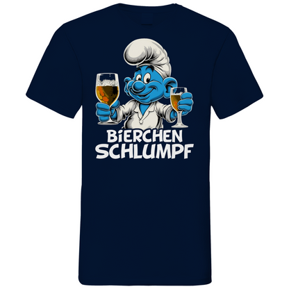 Bierchen Schlumpf Grafik - Herren V-Neck Shirt Navy