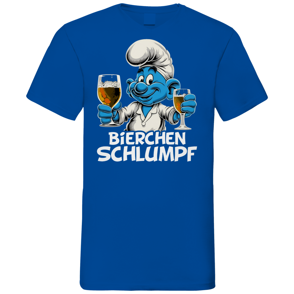Bierchen Schlumpf Grafik - Herren V-Neck Shirt Royal Blue