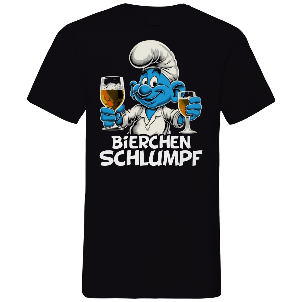 Bierchen Schlumpf Grafik - Herren V-Neck Shirt Black