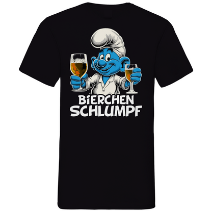 Bierchen Schlumpf Grafik - Herren V-Neck Shirt Black