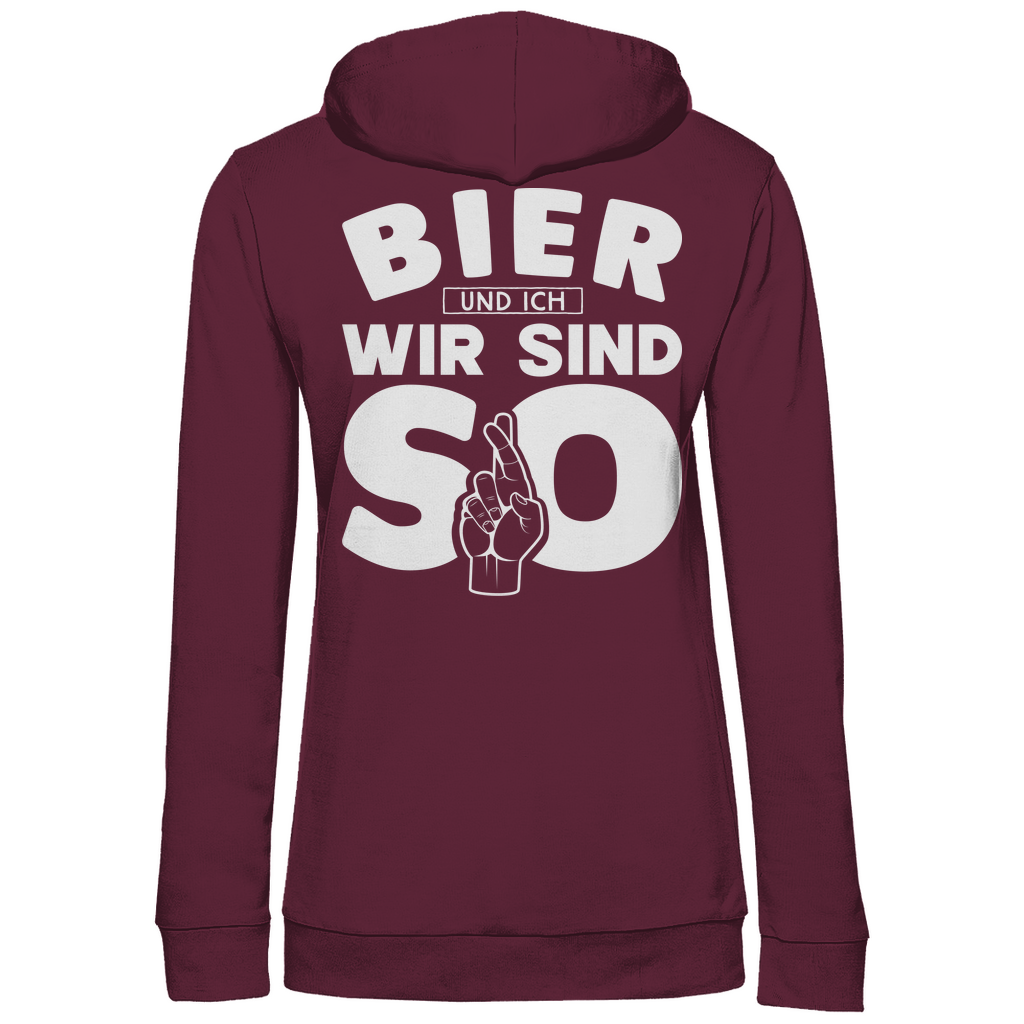 Bier und ich wir sind so - Damen Hoodie Wine