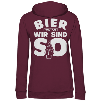 Bier und ich wir sind so - Damen Hoodie Wine