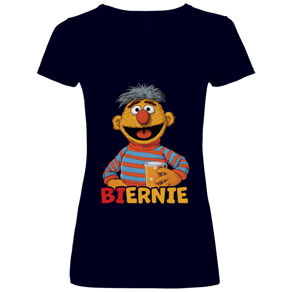 Sesamstraße - Ernie Biernie - V-Neck Damenshirt Deep Navy