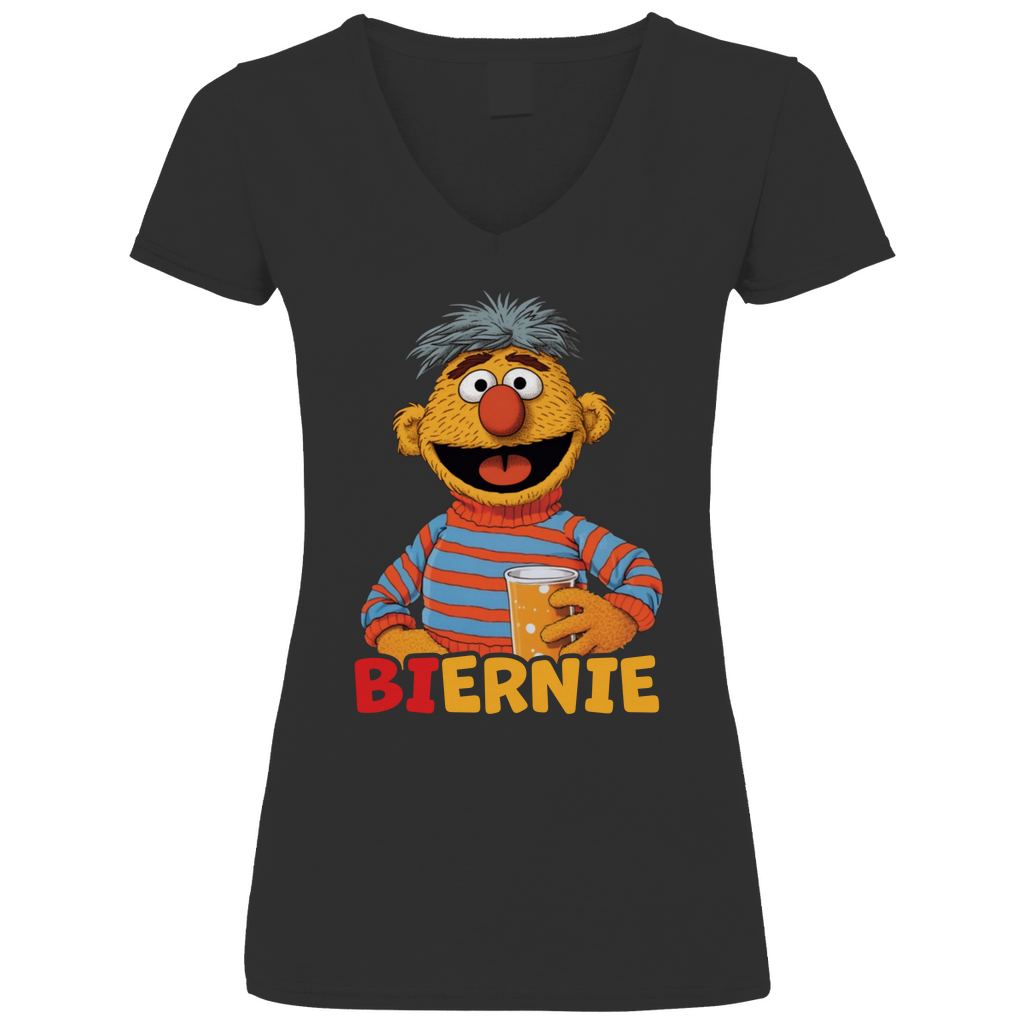 Sesamstraße - Ernie Biernie - V-Neck Damenshirt Black