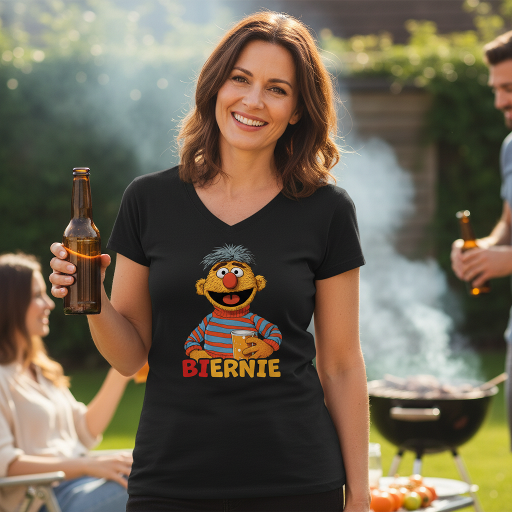 Sesamstraße - Ernie Biernie - V-Neck Damenshirt