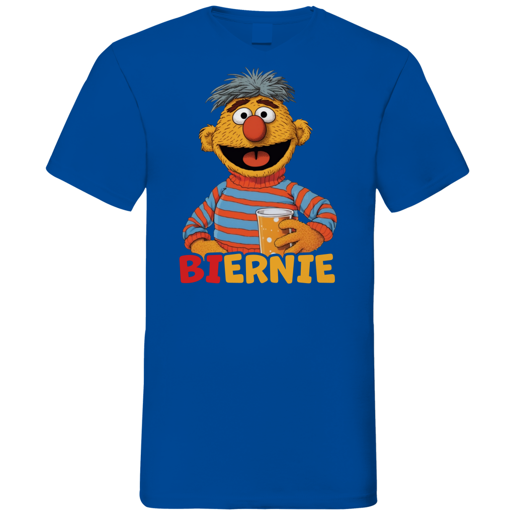 Sesamstraße - Ernie Biernie - Herren V-Neck Shirt Royal Blue