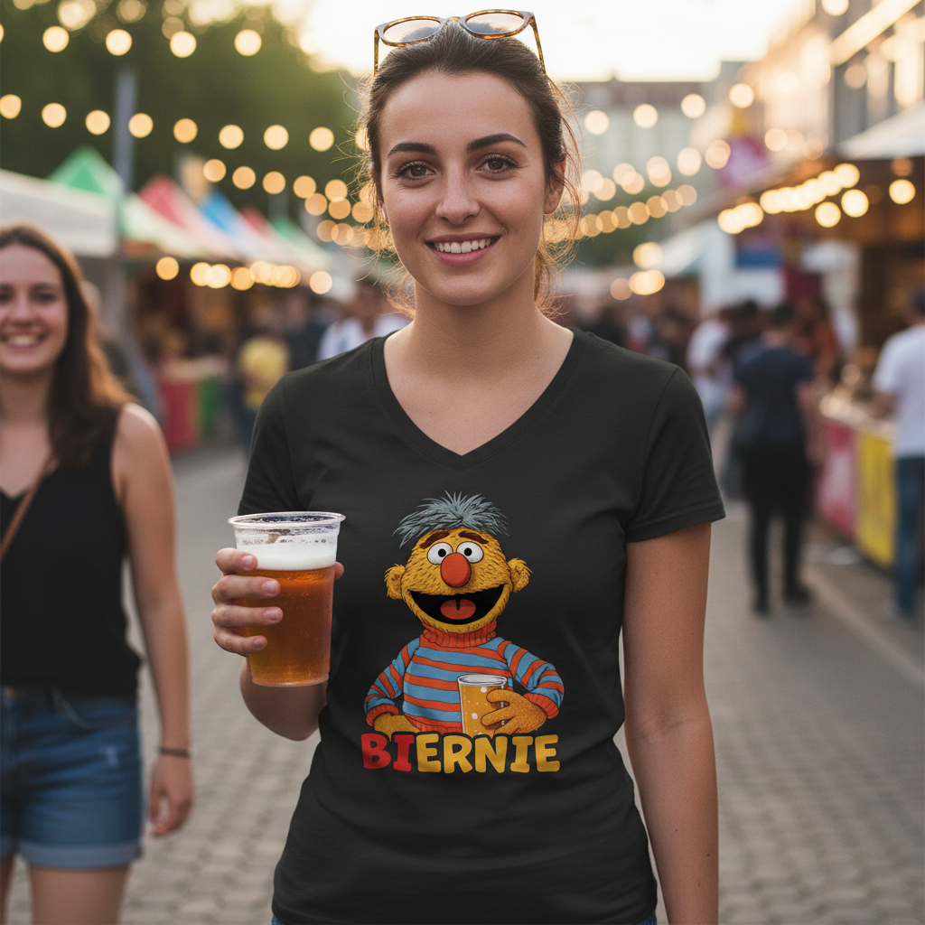 Sesamstraße - Ernie Biernie - V-Neck Damenshirt