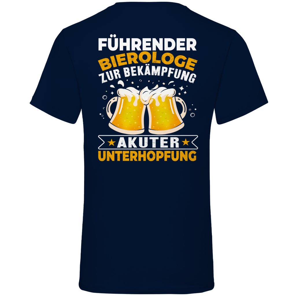 Führender Bierologe zur Bekämpfung akuter Unterhopfung - Herren V-Neck Shirt Navy