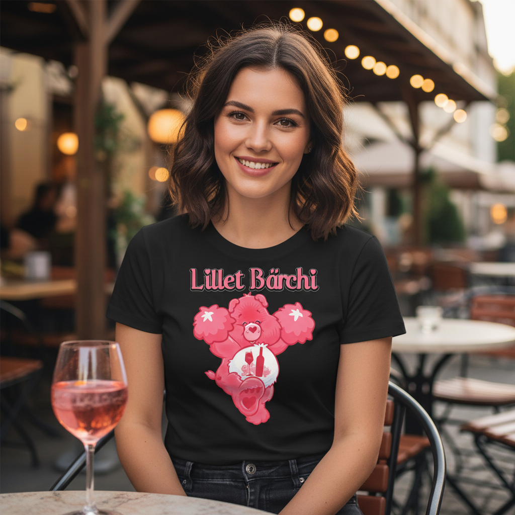 Lillet Bärchi Glücksbärchi Damen Shirt - rosa Bärchen Aperitif Bio Baumwolle